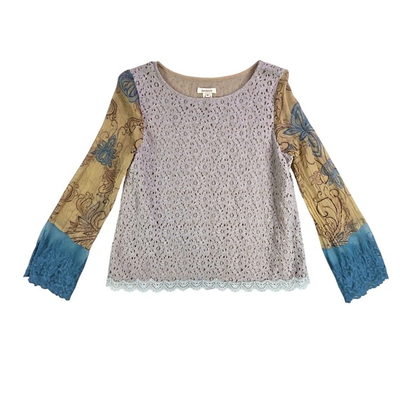 Sundance Tops - Sundance‎ Lace Top Women's Size S/M Bell Sleeve Semi Sheer Boho Floral Print